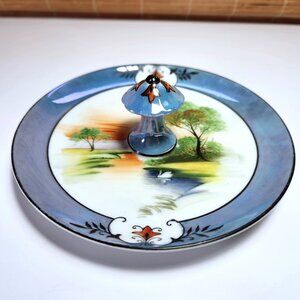 Noritake Lemon Dish Swan in the Lake Hand-Painted Morimura Brothers 1920s - 40s